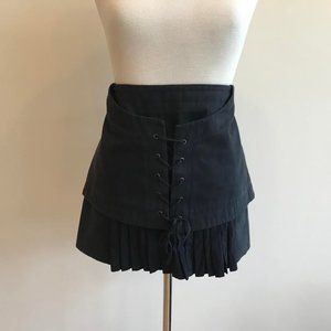 DUBUC leather skirt with corset in front